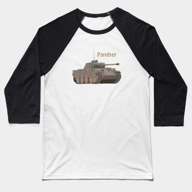 Panther German WW2 Battle Tank Baseball T-Shirt by NorseTech